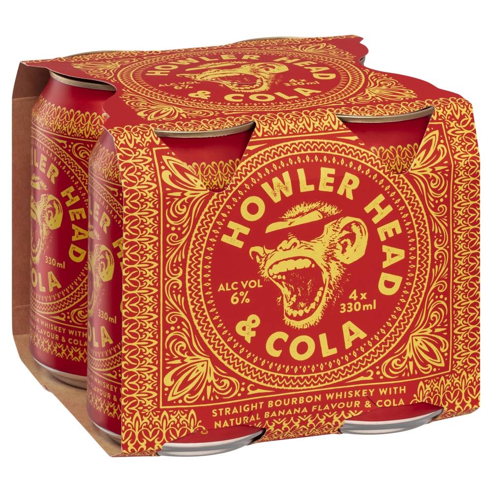 Howler Head Bourbon and Cola Can 330mL X 4 pack