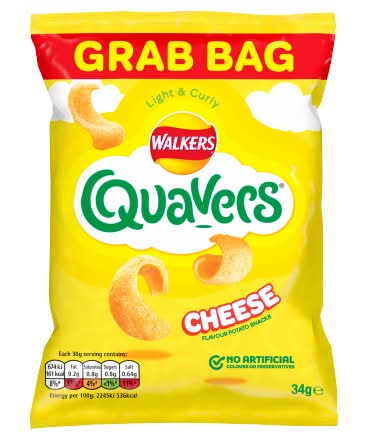 Walkers Cheese, Quavers Potato Chips Grab Bag (34g)