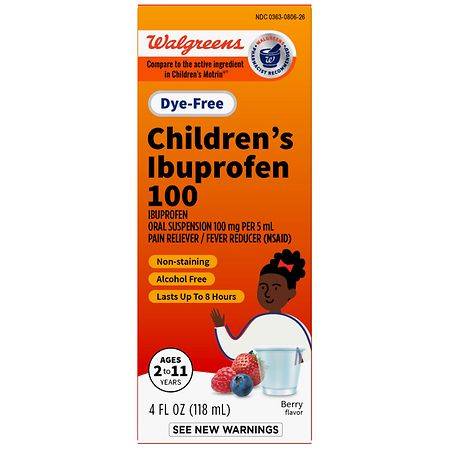 Walgreens Children's Dye-Free Ibuprofen 100 Oral Suspension Berry (4 fl oz)