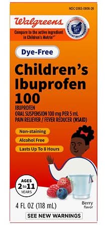 Walgreens Children's Dye-Free Ibuprofen 100 Oral Suspension Berry (4 fl oz)