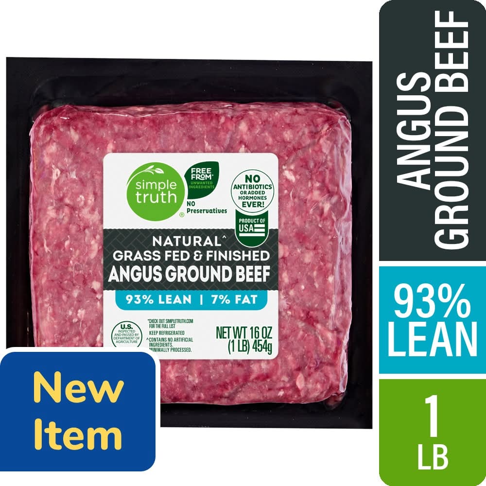 Simple Truth® 93/7 Natural Grass Fed Angus Ground Beef 1 LB Pack