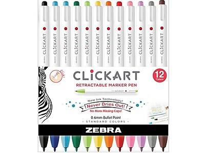 Clickart Retractable Marker Pen 0.6mm Assorted (12 ct)