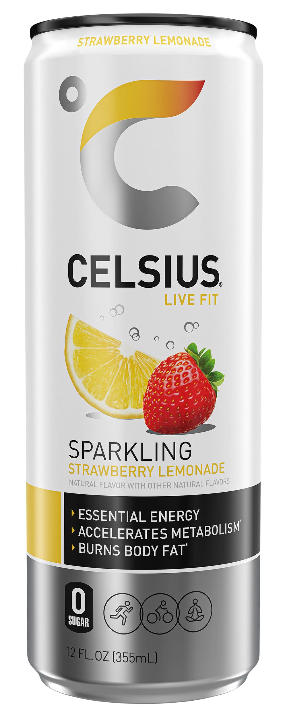 Celsius Live Fit Sparkling Energy Drink, Strawberry Lemonade (12 fl oz)