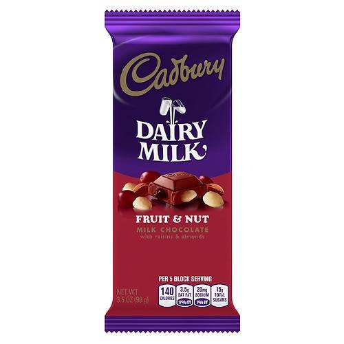 Cadbury Dairy Milk Fruit & Nut Milk Chocolate Bar Fruit & Nut - 3.5 oz