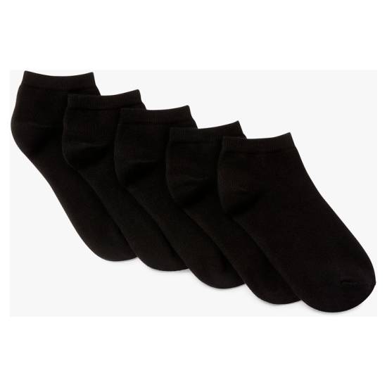 John Lewis Black Trainer Socks Size 4-8 (5 ct)