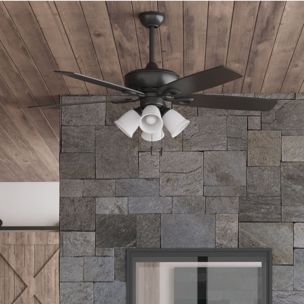 Harbor Breeze Notus 52-in Matte Black Ceiling Fan With Light Chain