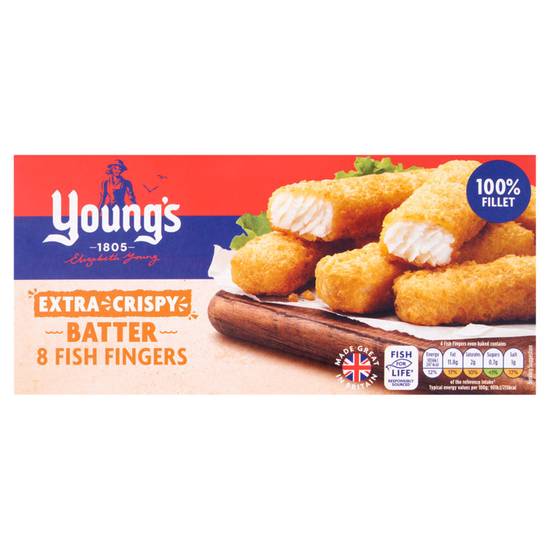 Young's Extra Crispy 8 Batter Fish Fingers 240g