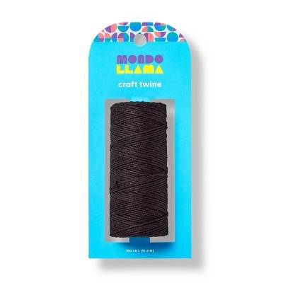 Mondo Llama Craft Twine Cotton Yarn & Ribbon For Art, 100 yd, Black