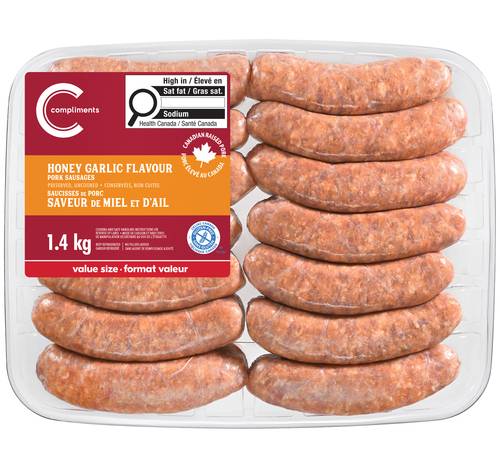 Compliments Pork Sausages, Honey Garlic (1.4 kg)