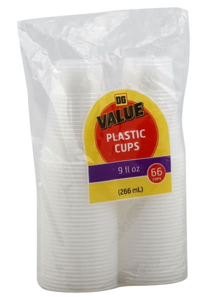 Dollar General Plastic Cups, White (66 ct)