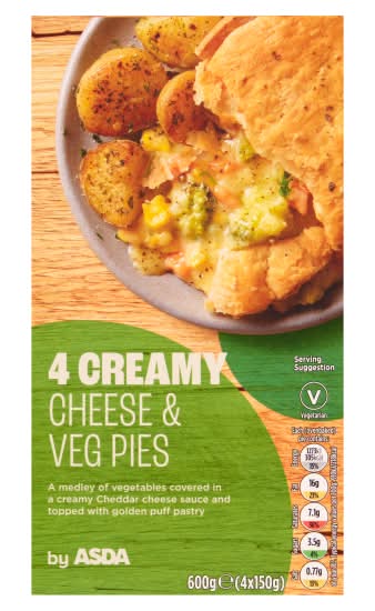 ASDA Creamy Cheese & Veg Pies (4 x 150g)