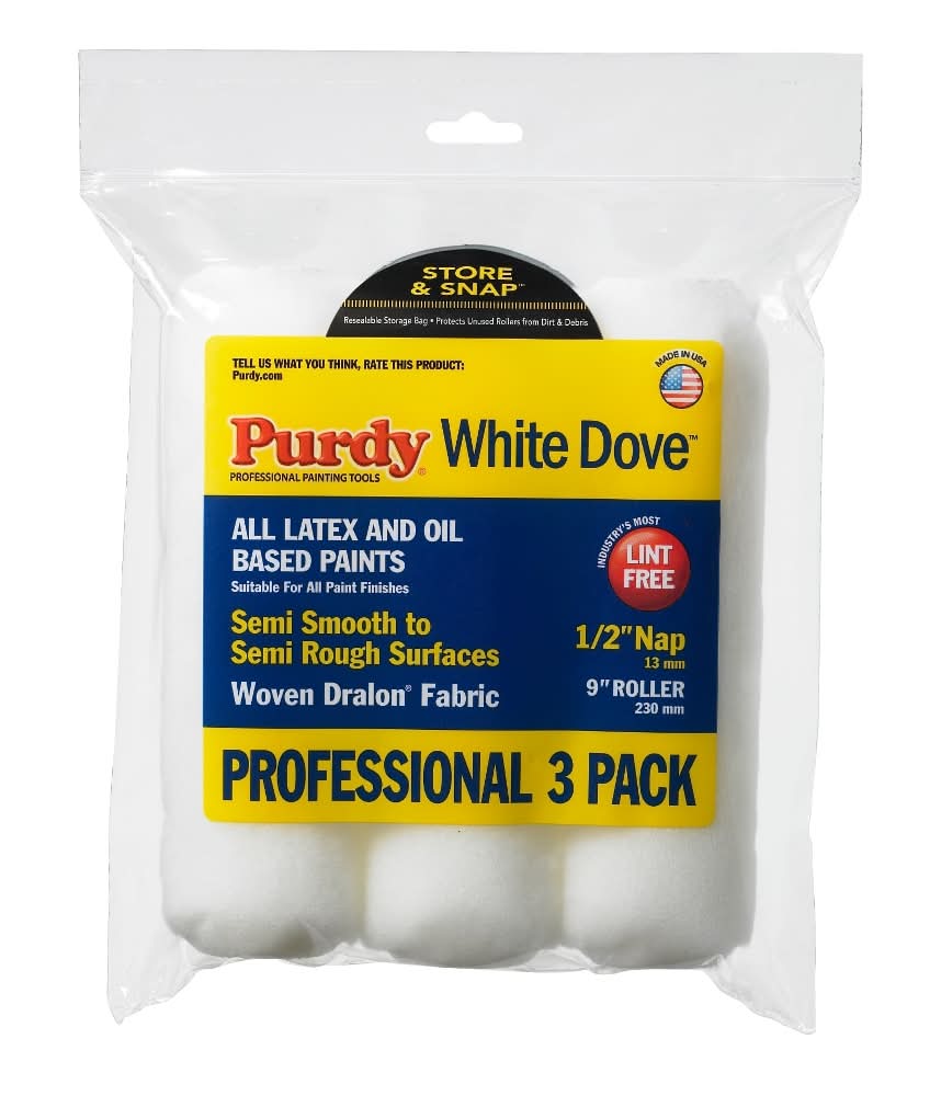Purdy 3 -Pack 9-in x 1/2-in Nap WhiteDove Standard Woven Paint Roller Cover