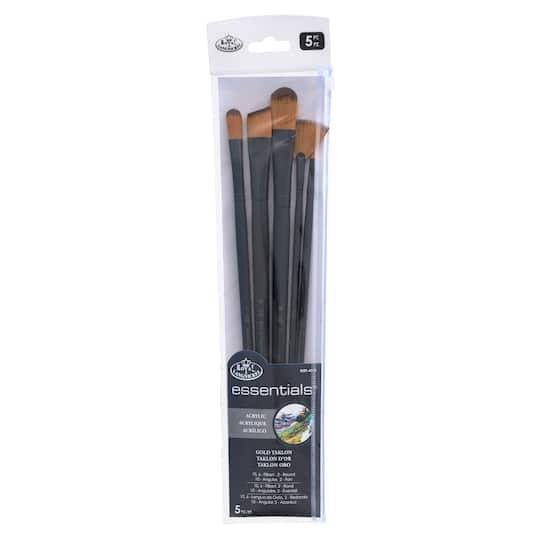 Royal & Langnickel Essentials Acrylic Gold Taklon 5 Piece Brush Set