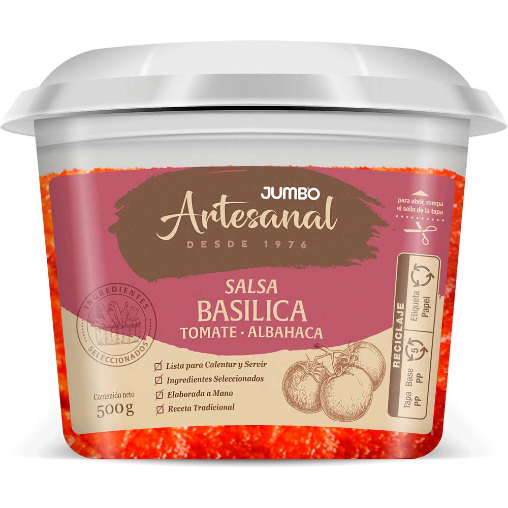Jumbo artesanal salsa basilica tomate albahaca (500 g)