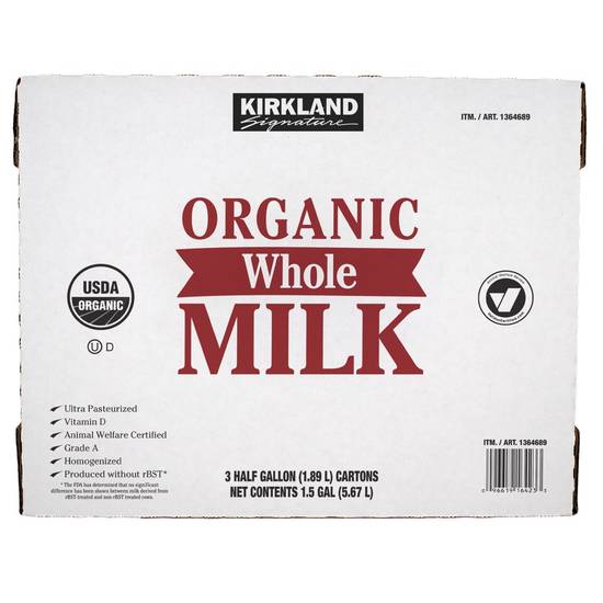 Kirkland Signature Organic Whole Milk No Dha (3 pack, 64 fl oz)