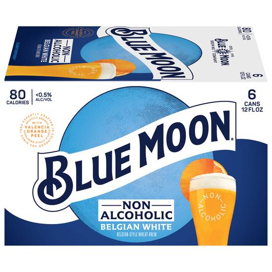 Blue Moon Non-Alcoholic Belgian White Beer (6 pack, 12 fl oz)