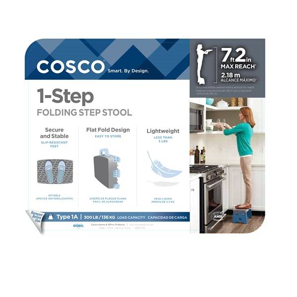 Cosco Molded Folding Step Stool Blue/Grey
