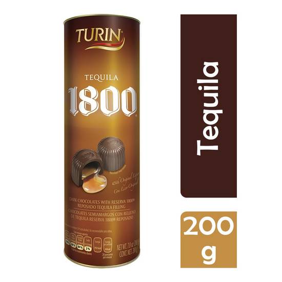 Turin chocolate relleno con tequila 1800 reposado | Delivery Near