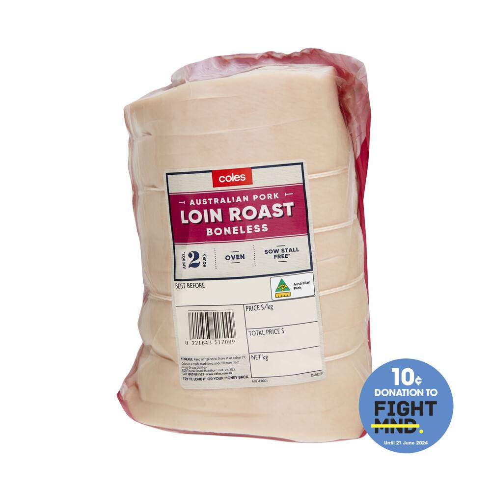 Coles Boneless Small Pork Loin Roast approx. 1.25kg