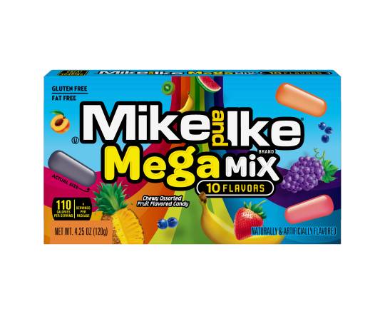 MIKE AND IKE Gluten-Free & Fat-Free Mega Mix Fruit Chewy Candies, Assorted (4.25 oz)