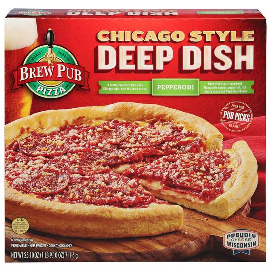 Brew Pub Chicago Style Deep Dish Pepperoni Pizza