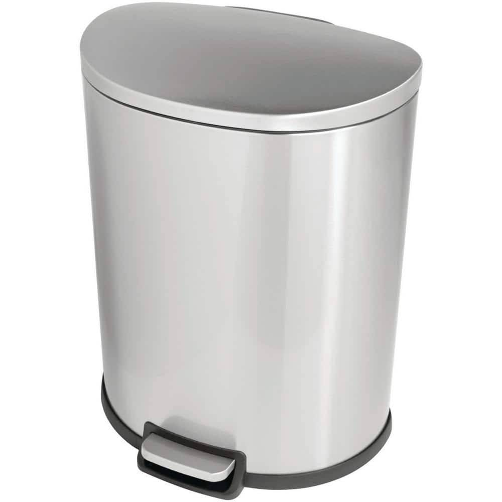 Stylewell Sw 13 Gal. Stainless Steel Step-On Trash Can D-Shaped