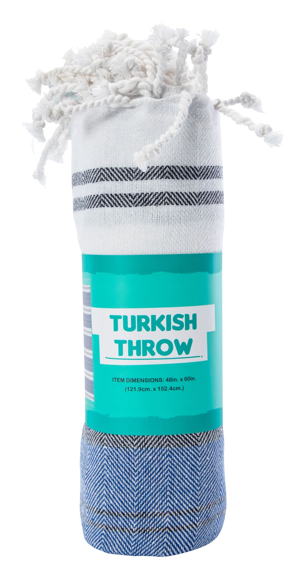 Turkish Throw Blanket 48in x 60in Blue Stripe