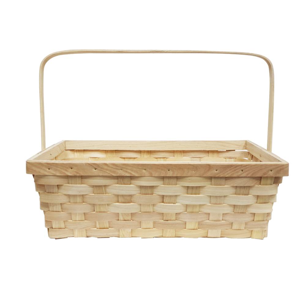 Cottondale Rectangle Wood Handle Basket, Natural