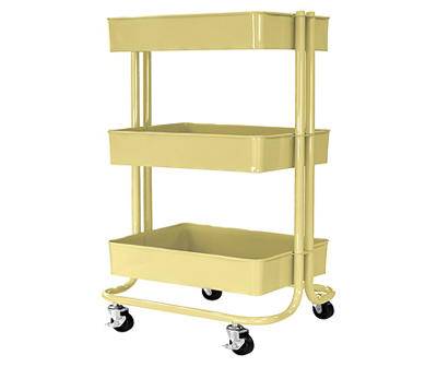 Homestead Lemon Meringue 3-Tier Rolling Metal Storage Cart