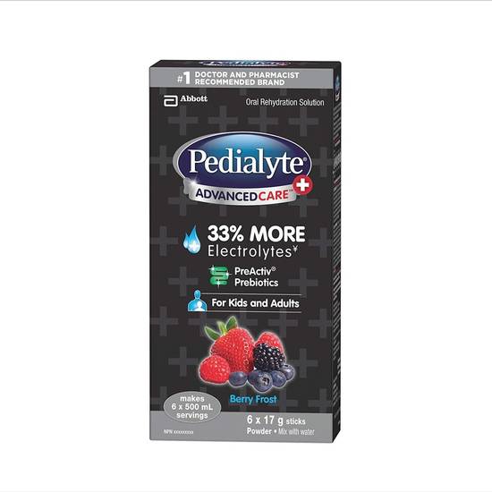 Pedialyte Advancedcare Plus Electrolyte Powder Sticks Berry Frost (6 units)