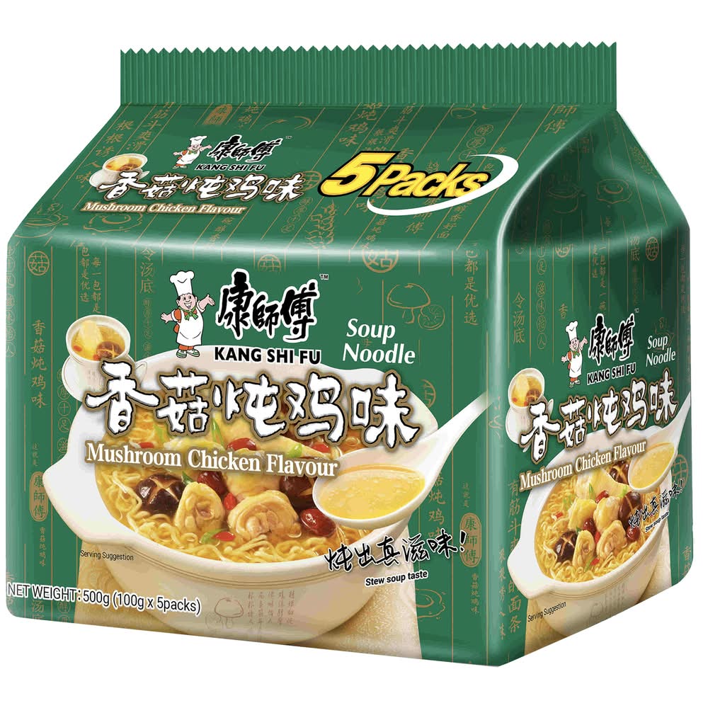 Kang Shi Fu Noodle Soup, Mushroom Chicken (5 x 100g)