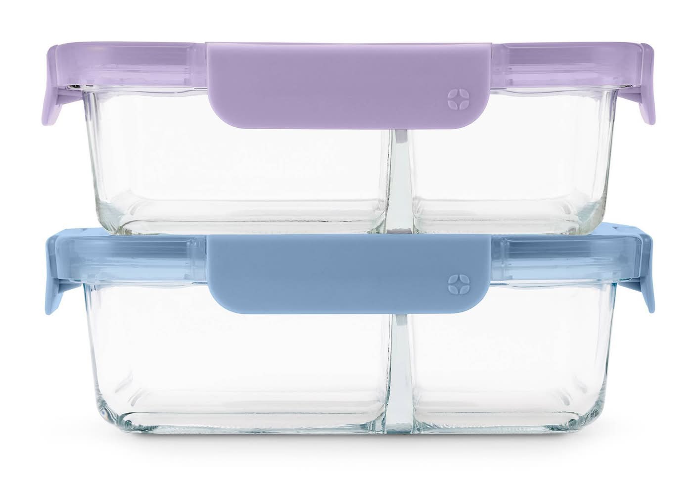 Ello Divided Meal Prep Food Storage Container Set 27 oz, Purple-Blue (2 ct)