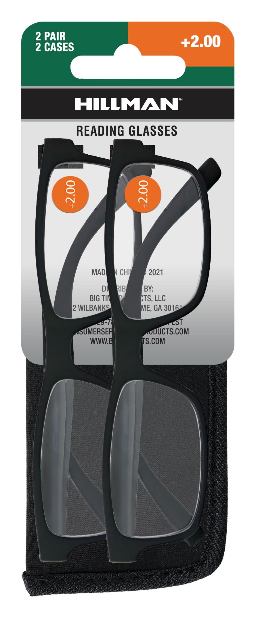 Hillman 2-Pair Value Pack Adult unisex Black Plastic Reading glasses