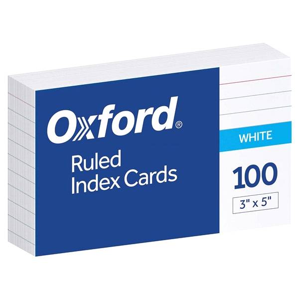 Oxford Index Cards 3x5 White Ruled 100 Ct.