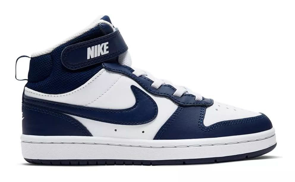 Nike Court Borough Mid 2 Sneaker - Kids' (White/Navy Medium - 1 Youth)