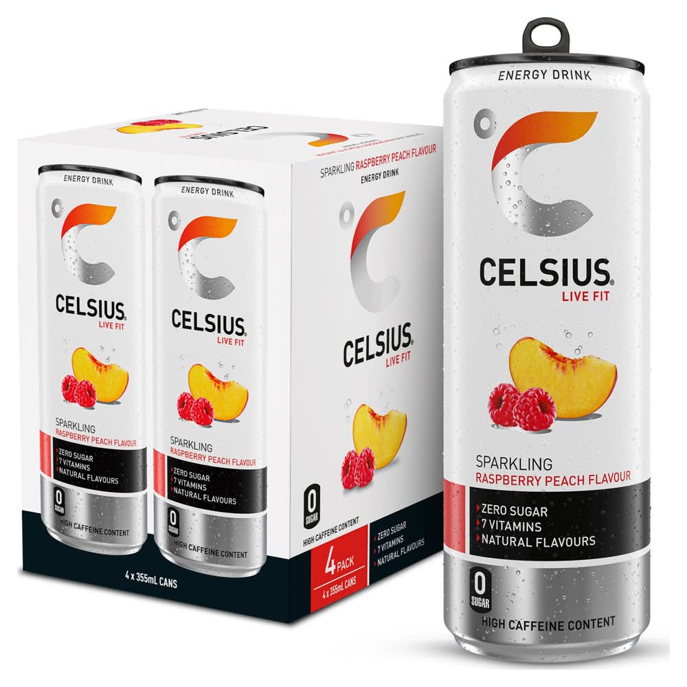 Celsius Raspberry & Peach 4x335ml