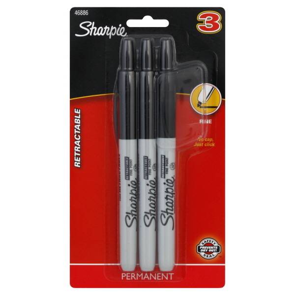 Sharpie Permanent Marker, Black (3 ct)