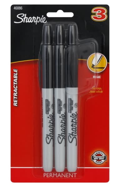 Sharpie Permanent Marker, Black (3 ct)