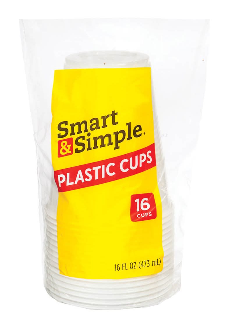 Smart & Simple Clear Plastic Cups 16 Oz - 16 Ct