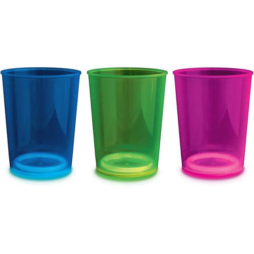 Party City Super Glow Plastic Party Cups With Glow Sticks (blue - green - pink)