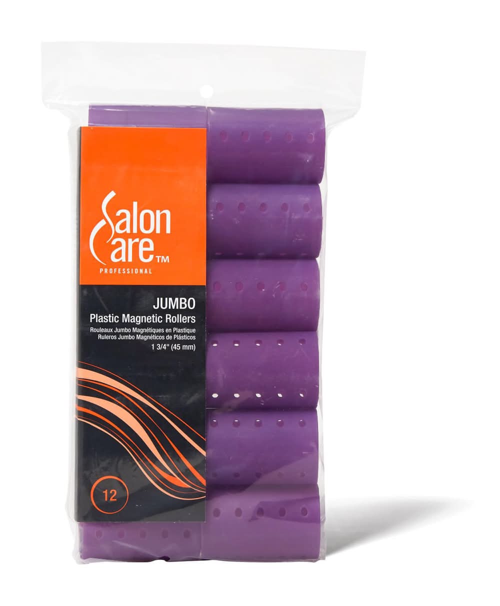 Salon Care · Ruleros magnéticos de plástico, Jumbo (12 un)