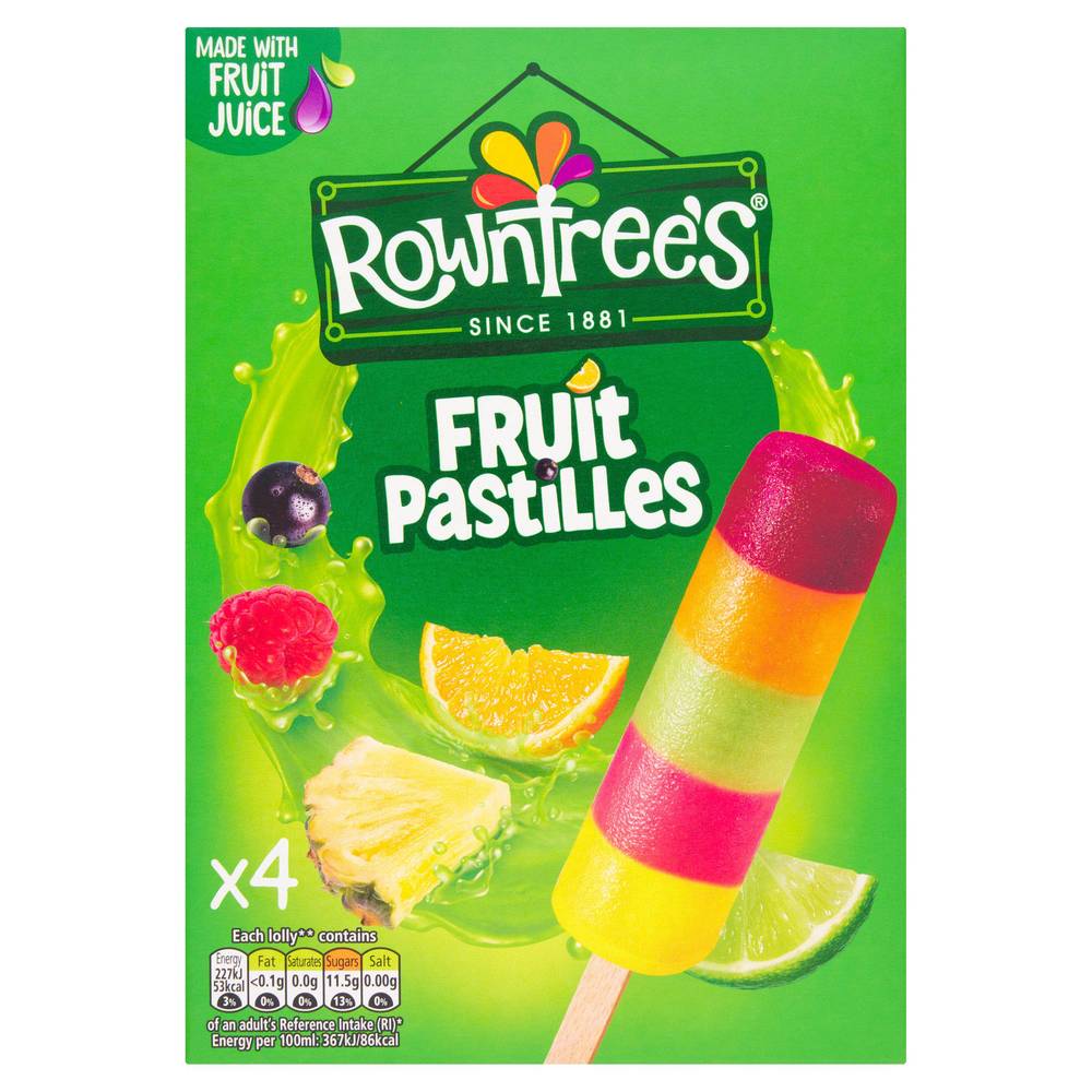 Rowntrees Fruit Pastille Lollies 4 x 65ml