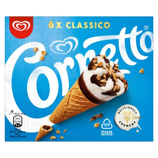 Cornetto Classico Cone Ice Cream (6 pack)