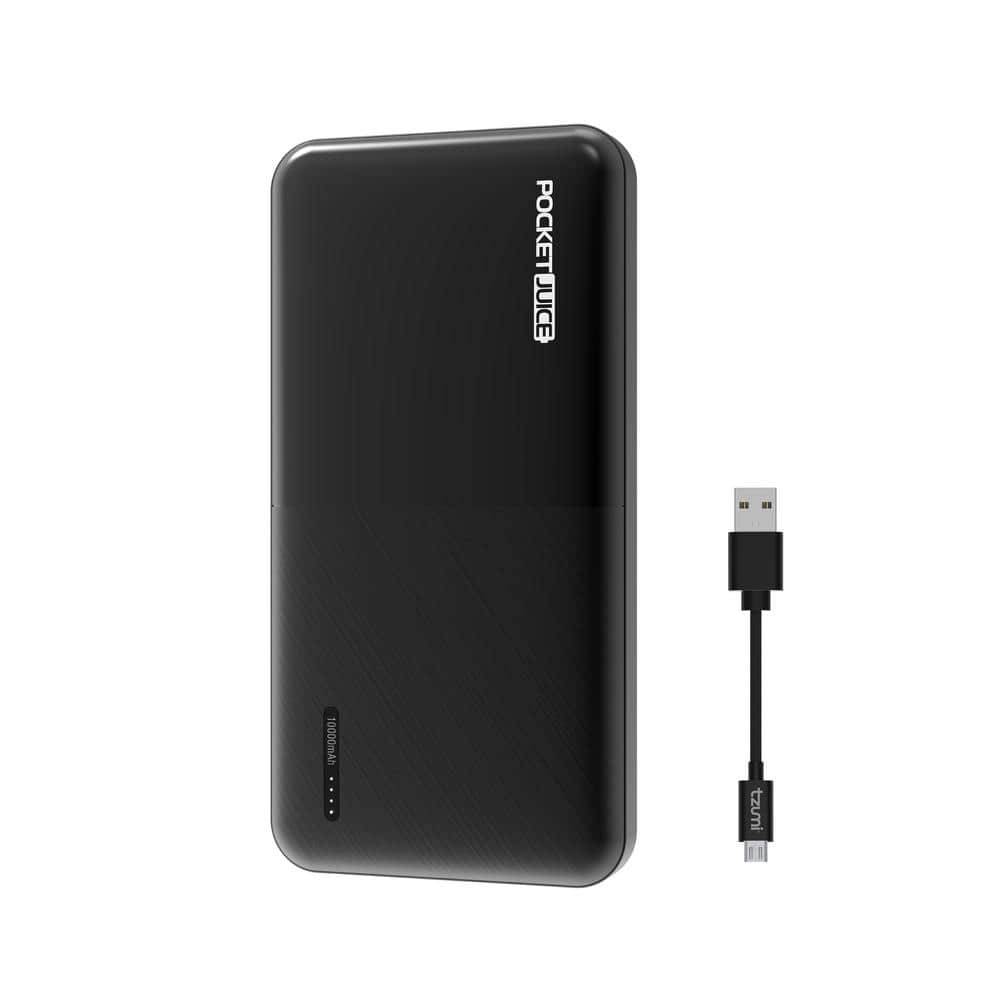 POCKET JUICE Power Bank Portable Charger With Dual Usb Ports, Black