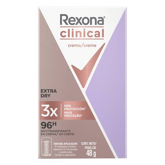 Rexona desodorante feminino em creme clinical clean extra dry