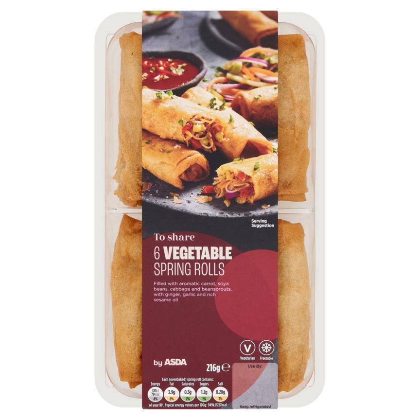 Asda to Share 6 Vegetable Spring Rolls 216g