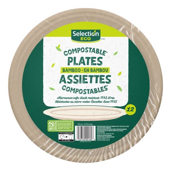 Selection eco assiettes compostables  (12 unités) (23cm)