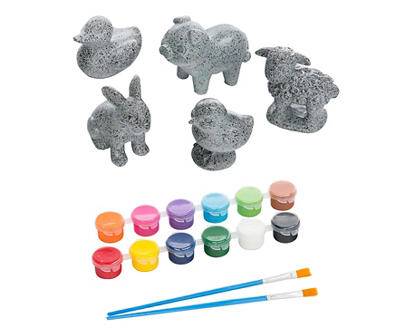 Hearthsong Color Pops Farmhouse Animals Paint-Your-Own Rocks Kit