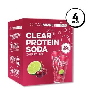 Clean Simple Eats Clear Protein Soda, Cherry Lime (4 x 16 fl oz)