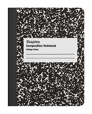 STAPLES Composition Notebook, 9.75” x 7.5”, College Ruled, 100 Sheets, Black